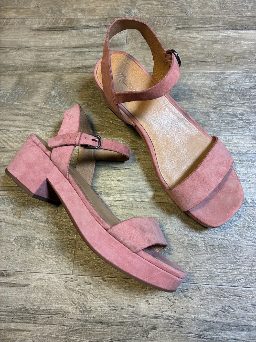 Madewell Lina Platform Sandals Suede Misty Rose